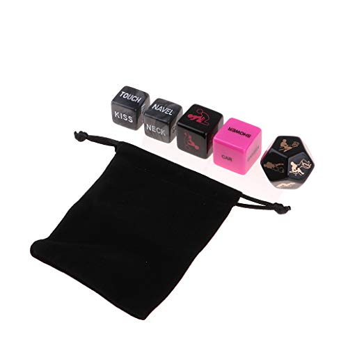 B Baosity 5pcs Juego de Dados Eróticos Dados Divertidos Posición Divertida Fiesta Pareja Adulta con Bolsa de Almacenamiento