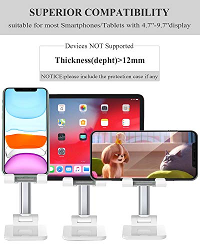 Babacom Soporte Tablet, Soporte Plegable de ángulo de Escritorio, Soporte teléfono Ajustable con Superficie Antideslizante y de Aleación para iPhone Huawei,Samsung,Xiaomi,iPad etc