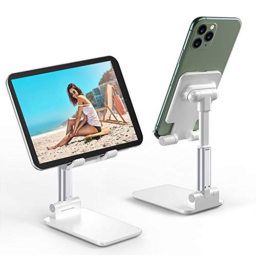 Babacom Soporte Tablet, Soporte Plegable de ángulo de Escritorio, Soporte teléfono Ajustable con Superficie Antideslizante y de Aleación para iPhone Huawei,Samsung,Xiaomi,iPad etc