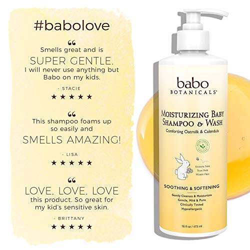 Babo Botanicals Moisturizing Baby Shampoo & Wash (For Sensitive & Dry Scalp & Skin) 237ml