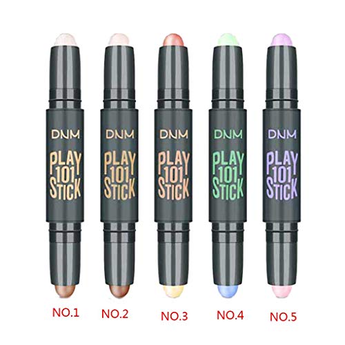 babysbreath17 Las Mujeres Facial Corrector palillo de la Cabeza del Doble de Larga duración Blanqueamiento Iluminador Rostro Contour Pen Morado y Rosa 12.1 * 1.6cm