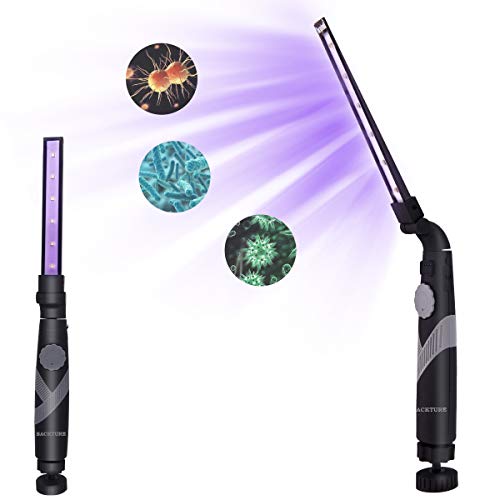 BACKTURE Lámpara de Esterilización UV, USB Carga Purificador de aire Índice Antibacteriano 99%, Lámpara Germicida Ultravioleta Plegable para Hogar, Dormitorios, Baños, Automóviles, Viajes
