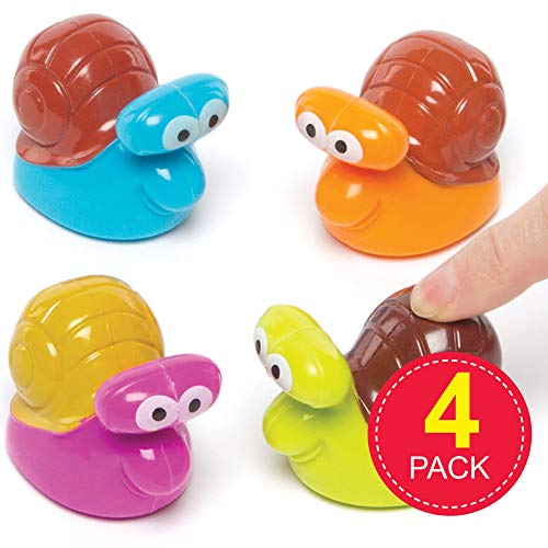 Baker Ross- Caracoles de Carreras con Resorte (Pack de 4) -Ideales para Bolsas de cotillón Infantiles