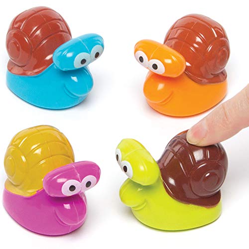 Baker Ross- Caracoles de Carreras con Resorte (Pack de 4) -Ideales para Bolsas de cotillón Infantiles