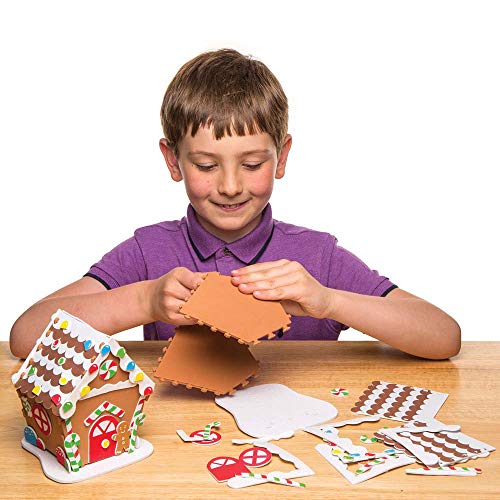 Baker Ross Kits de casa de pan de jengibre de espuma: suministros creativos de arte y manualidades navideños para que los niños hagan y decoren (paquete de 2)