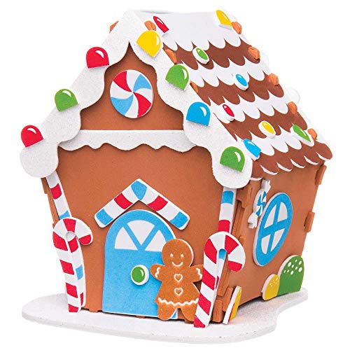 Baker Ross Kits de casa de pan de jengibre de espuma: suministros creativos de arte y manualidades navideños para que los niños hagan y decoren (paquete de 2)