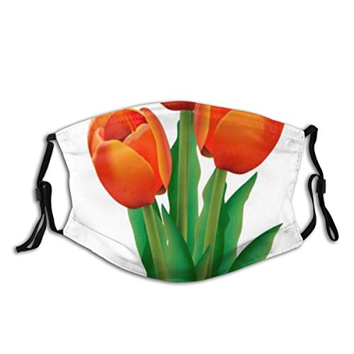 Balacla Tulipanes con filtro impreso, cubierta de cara lavable para mujer, tela de poliéster y polvo reutilizable, para la boca, bandana para el cuello