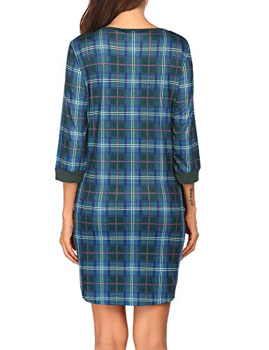 Balancora - Camisón de noche para mujer, manga 3/4, sexy, ropa de noche, ropa de noche, ropa de dormir para invierno, ropa de noche, ropa de dormir para Navidad, tallas S-XXL Patrón 3 XL