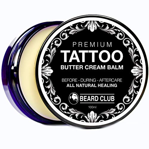 Bálsamo Premium Crema de Manteca Para el Cuidado de Los Tatuajes | Cuidado Natural Para Antes, Durante y Después de un Tatuaje | Sana Más Rápido, Reduce la Picazón y las Costras, Hidrata y Mantiene