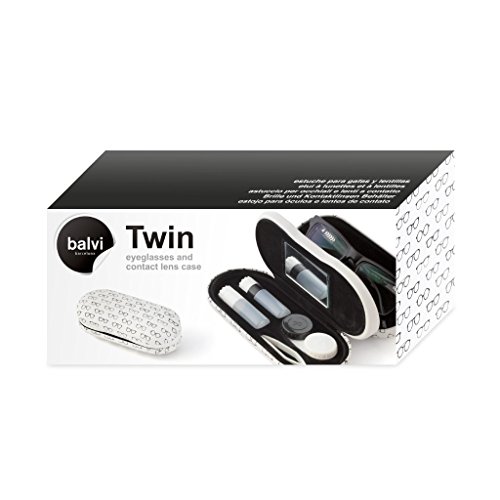 Balvi - Twin Estuche para Gafas y lentillas con Espejo Incorporado. Incluye Recipiente para lentillas, Dos frascos para líquidos y Pinzas.