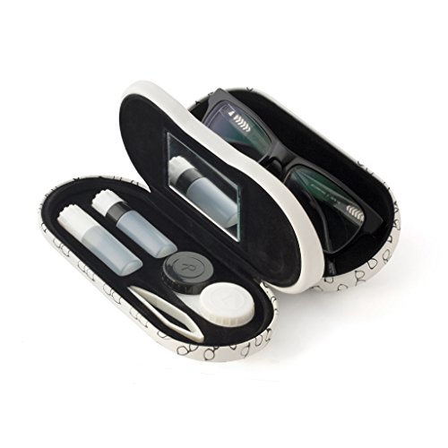 Balvi - Twin Estuche para Gafas y lentillas con Espejo Incorporado. Incluye Recipiente para lentillas, Dos frascos para líquidos y Pinzas.