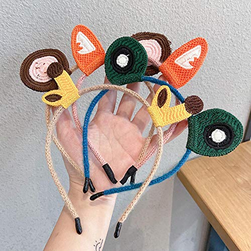 Banda Cabello Mujer-5 Piezas, Diadema Tejida Orejas Gato, Banda Cabello Maquillaje Ducha Lavado Cara, Accesorios Cabello para Niñas Mujeres-jirafa