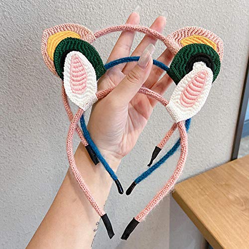 Banda Cabello Mujer-5 Piezas, Diadema Tejida Orejas Gato, Banda Cabello Maquillaje Ducha Lavado Cara, Accesorios Cabello para Niñas Mujeres-jirafa