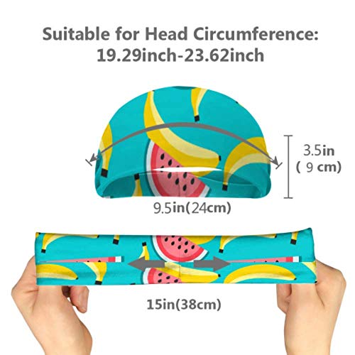 Banda de pelo de belleza Fresh Banana Sandía diademas para adolescentes niñas unisex que absorben la humedad antideslizante para deportes Fitn.