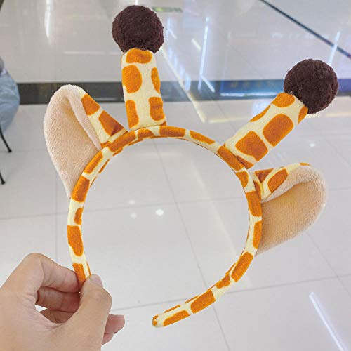 Bandas Cabello Mujeres-2 Piezas, Bandas Cabello Felpa Lazo, Bandas Cabeza Ducha para Lavado Cara Maquillaje, Accesorios Cabello para Niñas Mujeres-Peluche jirafa