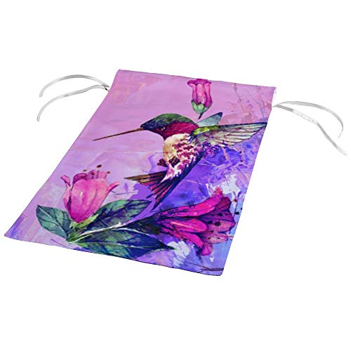 Bandera de algodón, 12 x 18 cm, diseño de flores de verano, para jardín, patio, jardín, decoración al aire libre, rubíes, colibríes, colorete pájaros en la rama
