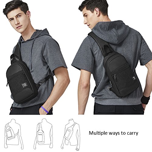 Bandolera Hombre Mochilas Cruzadas -Arctic Hunter Mochila Pecho Impermeable Mochilas Pequeñas para Caminar, Viajar, Ciclismo, Black