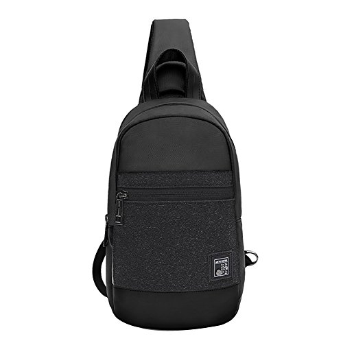 Bandolera Hombre Mochilas Cruzadas -Arctic Hunter Mochila Pecho Impermeable Mochilas Pequeñas para Caminar, Viajar, Ciclismo, Black