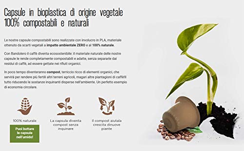 BANDOLERO 100% Compostable Made in Italy, 80 Cápsulas Compatibles con Nespresso, Manzanilla del Cultivo Ecosostenible, Aroma Inconfundible para Cafetera Nespresso