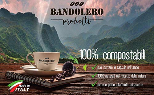 BANDOLERO 100% Compostable Made in Italy, 80 Cápsulas Compatibles con Nespresso, Manzanilla del Cultivo Ecosostenible, Aroma Inconfundible para Cafetera Nespresso