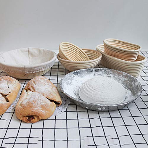 Banneton Pruebas Cesta, 25*8.5 cm Banneton Redondo, Banneton para pan - Banneton Brotform cuenco de ratán para masa de pan y cepillo - La ideal cesta para masa y fermentación de pan de mimbre natural