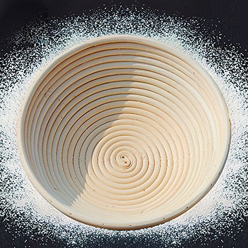 Banneton Pruebas Cesta, 25*8.5 cm Banneton Redondo, Banneton para pan - Banneton Brotform cuenco de ratán para masa de pan y cepillo - La ideal cesta para masa y fermentación de pan de mimbre natural