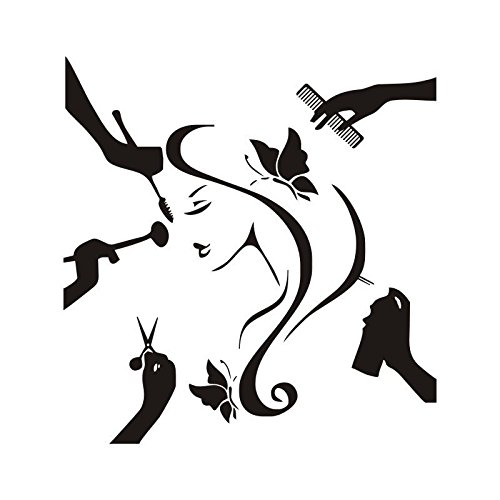 Baobaoshop La Muchacha Hace su Pelo Pegatinas de Pared para la Tienda de Belleza decoración del salón de Belleza calcomanía de Vinilo Novedades Papel Tapiz removible Tatuaje de Pared 57x57cm