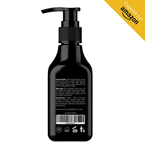 Barbman: Gel de afeitado transparente (200 ml) – Afeitado preciso de los contornos de tu barba (visibilidad, deslizamiento y protección máxima)