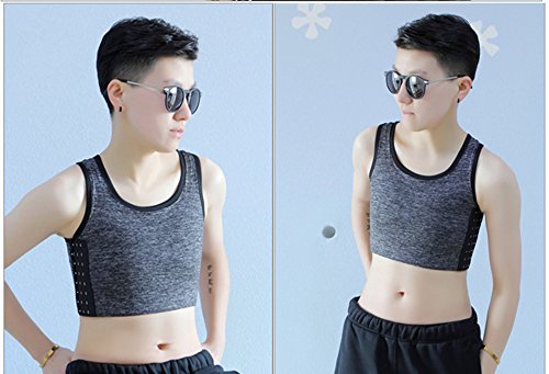 BaronHong Tomboy Trans Lesbian Cotton Chest Binder Más tamaño Short Tank Top con Stronger Elastic Band (Darkgray, S)