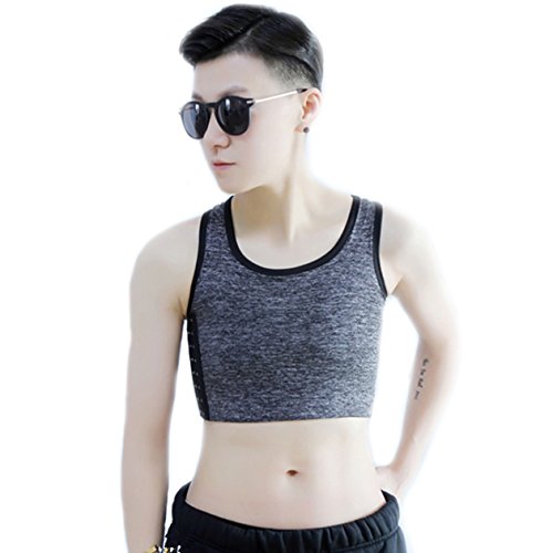 BaronHong Tomboy Trans Lesbian Cotton Chest Binder Más tamaño Short Tank Top con Stronger Elastic Band (Darkgray, S)