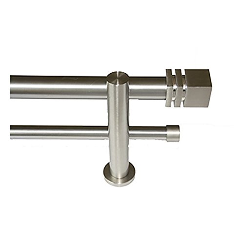 Barras de Cortina - Conjunto Babol Doble Barra Acero INOX. Largo 3 Metros