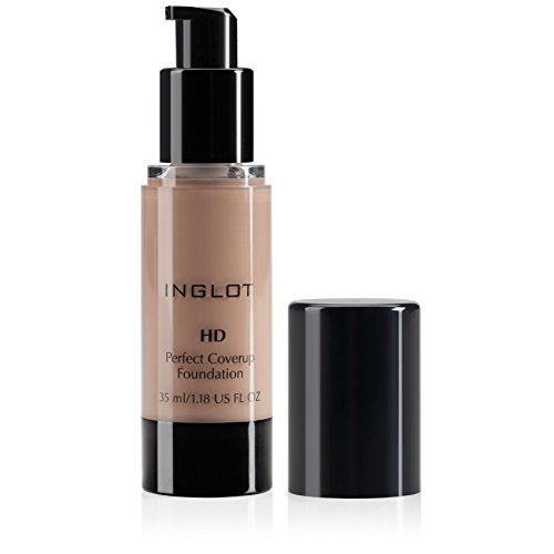 Base de maquillaje Inglot HD Perfect Coverup Foundation, proporciona un aspecto natural y una cobertura duradera