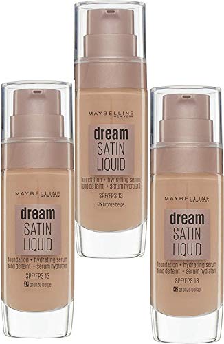 Base de maquillaje + serum hydratant Dream Satin Fluid - 42 Bronze beige, 3 unidades (3 x 30ml)