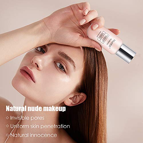 Bases de Maquillaje,Nuobk 35ml Base Líquida,24H de Larga Duración Base de maquillaje para Rostro Liquid Cover Concealer (Desnudo)