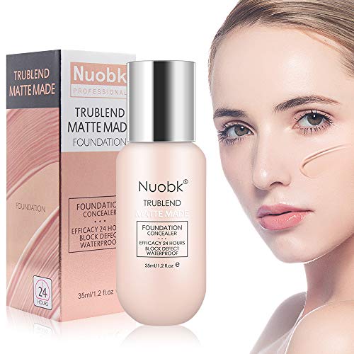 Bases de Maquillaje,Nuobk 35ml Base Líquida,24H de Larga Duración Base de maquillaje para Rostro Liquid Cover Concealer (Desnudo)