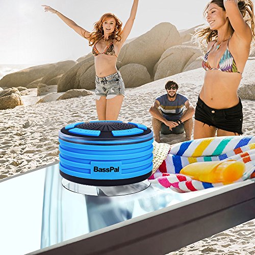 BassPal - Altavoz de Ducha, IPX7 Impermeable portátil inalámbrico Bluetooth 4.0 Altavoces con súper bajo y Sonido HD, Altavoz Playa, Piscina, Cocina y hogar (Azul)