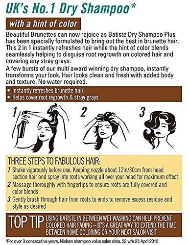 Batiste seco Champú Dry Beautiful Brunette con un toque de color para brünettes pelo, cabello fresca para todos los tipos de cabello, 6 pack (6 x 200 ml)