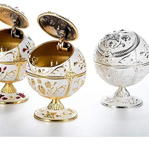 BATOWE Cenicero portátil con Tapa a Prueba de Viento de Metal jardín Rose Ash Vendimia Soporte for los Fumadores, Escritorio Fumadores Cenicero for el hogar (Color : Platinum, Size : 10 * 13cm)