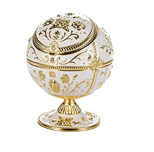 BATOWE Cenicero portátil con Tapa a Prueba de Viento de Metal jardín Rose Ash Vendimia Soporte for los Fumadores, Escritorio Fumadores Cenicero for el hogar (Color : Platinum, Size : 10 * 13cm)