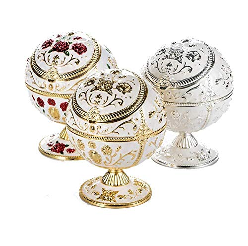 BATOWE Cenicero portátil con Tapa a Prueba de Viento de Metal jardín Rose Ash Vendimia Soporte for los Fumadores, Escritorio Fumadores Cenicero for el hogar (Color : Platinum, Size : 10 * 13cm)