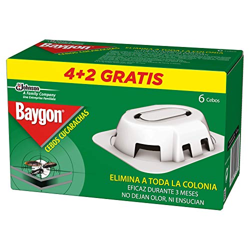 Baygon - Trampa Cebo para Cucarachas, eficaz durante 3 meses, 6 cebos