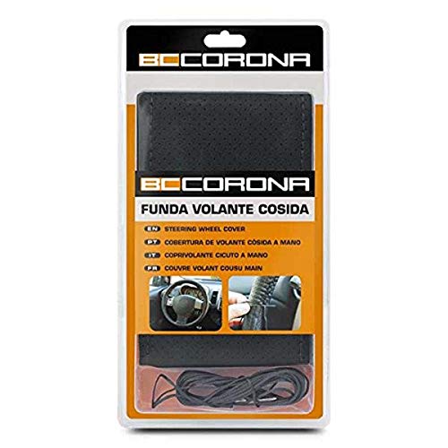 BC Corona INT30181 Funda de Volante Negra Cosida para Coche Color Acabado simil Piel Universal