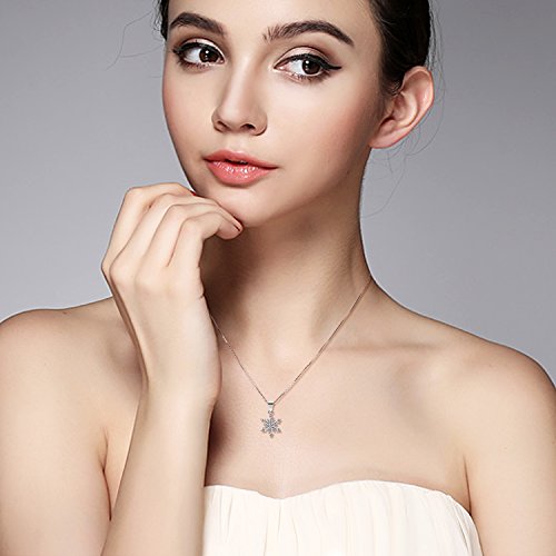 B.Catcher Collar Mujer 925 Plata de Ley Copo de Nieve ''La Reina de la nieve'' con Para Regalo San Valentín Originales Cadena 45cm Longitud
