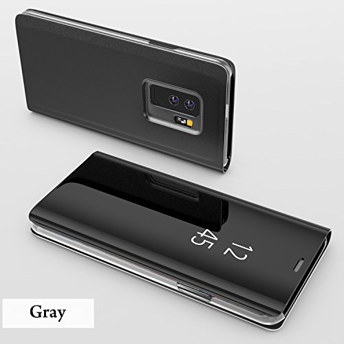 BCIT Samsung Galaxy S9 Funda - Modelo Inteligente Fecha/Hora Ver Espejo Brillante tirón del Caso Duro con para el Samsung Galaxy S9 - Negro