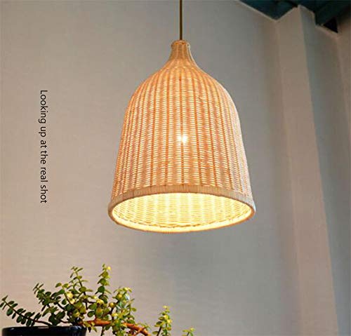 BCLGCF Iluminación Colgante con Viga Artesanal, Pantalla De Ratán Natural, Lámpara De Cocina Ajustable Lámpara Colgante De Techo para Isla De Cocina, Restaurantes, Hoteles Y Tiendas
