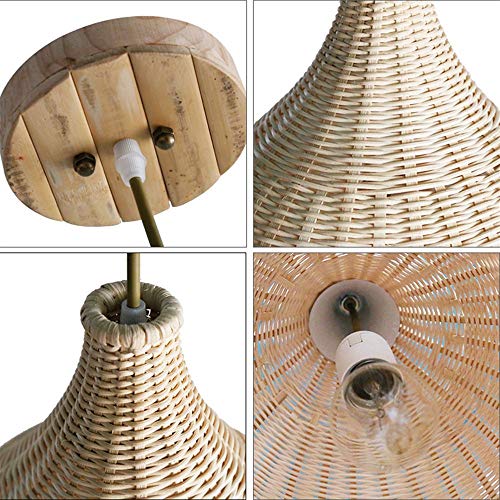 BCLGCF Iluminación Colgante con Viga Artesanal, Pantalla De Ratán Natural, Lámpara De Cocina Ajustable Lámpara Colgante De Techo para Isla De Cocina, Restaurantes, Hoteles Y Tiendas