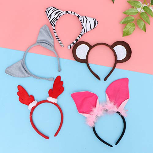 Beaupretty 10 Unids Diademas de Felpa con Orejeras de Animales Zoológico Selva Animal Zebra Jirafa Mono Lobo Vaca Perro Tigre Leopard Dragon Bull Niños Safari Tema Fiesta