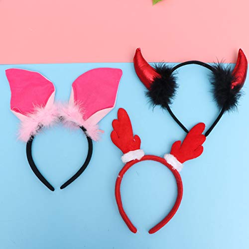 Beaupretty 10 Unids Diademas de Felpa con Orejeras de Animales Zoológico Selva Animal Zebra Jirafa Mono Lobo Vaca Perro Tigre Leopard Dragon Bull Niños Safari Tema Fiesta