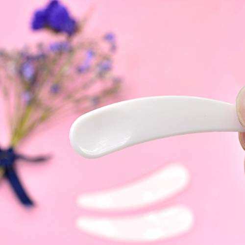 Beaupretty 50pcs mini espátulas de maquillaje desechables crema facial máscara cuchara espátulas de plástico cosmético cucharas espátula de punta de máscara (blanco)