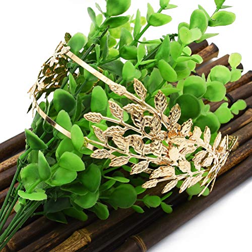 Beaupretty Diosa romana Hoja diadema Boda Novia Tiara Banda para el cabello Novia Corona para el cabello Corona Boho para fiesta (Dorado)